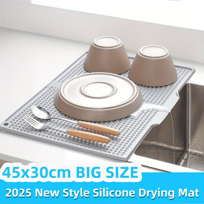 XL Kitchen Countertop Drying Mat 17.72x12.2 Inch Heat Resistant 446°F Anti-Slip Splash-Proof Drain Pad