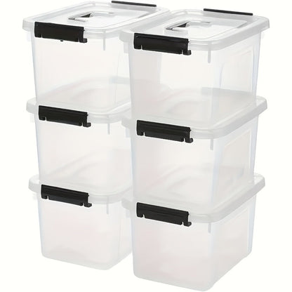Stackable Clear Plastic Storage Bins with Lids, 6 Pack Large Clip-On Lid Containers for Home, Closet