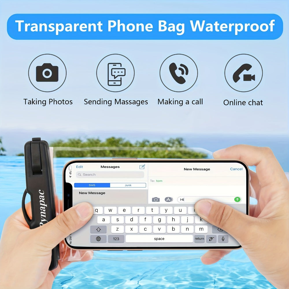 Glossy Phone Pouch 2 Pack for iPhone 16 15 14 Pro Max Samsung S24 S23, Swim Beach Boating Underwater Dry Case Bag with Secure Seal