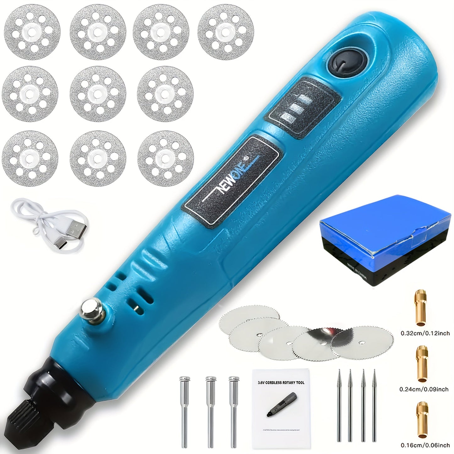 Cordless Rotary Tool Kit 3.6V USB Charging for Entryways, Bedrooms and Living Spaces, with the Listed Configuration