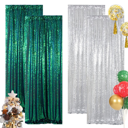 Sequin Backdrop Curtain for Party Wedding – 4x8ft Shimmering Glitter Curtain for Birthday Photo Booth Stage Decoration, Easy Hang