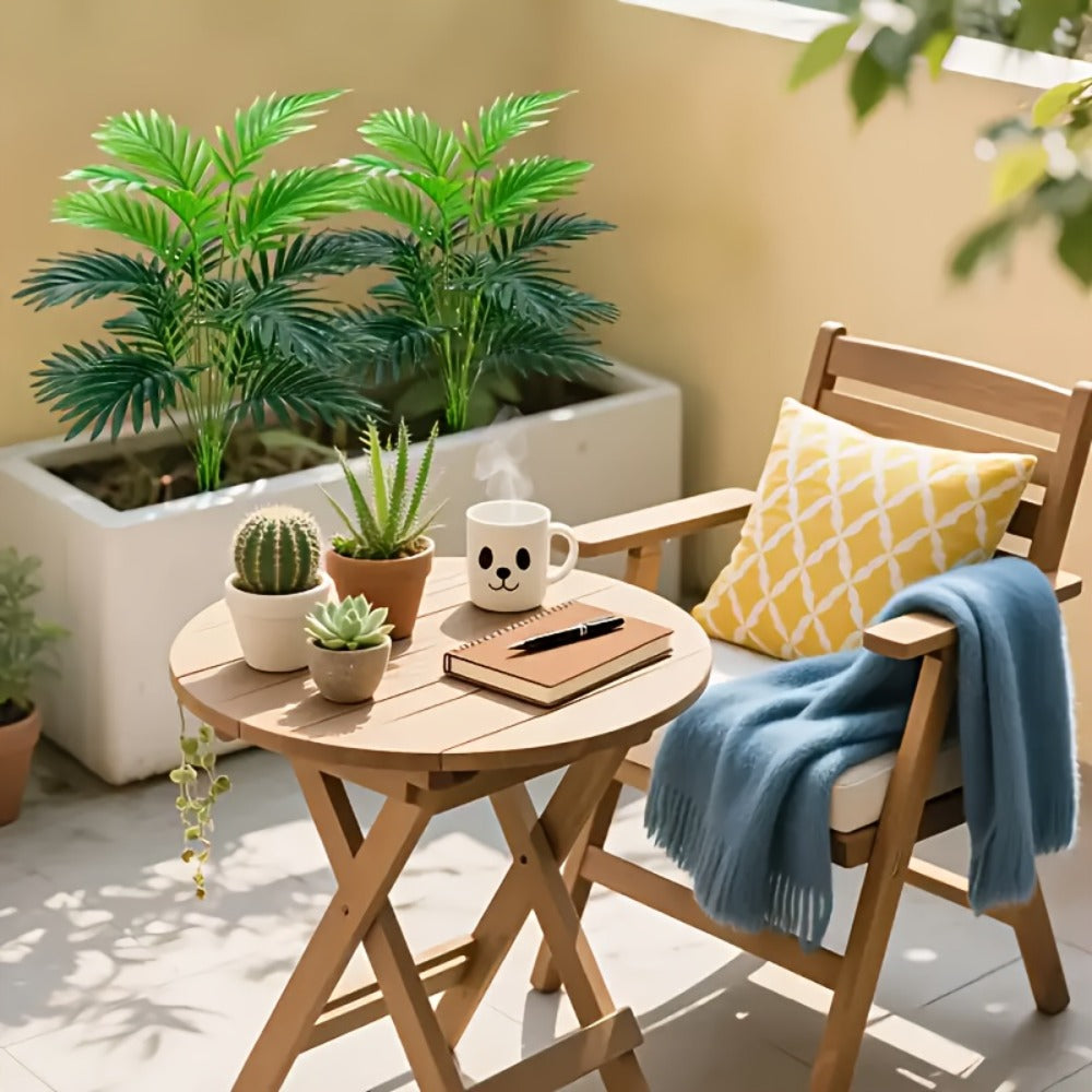 Artificial Palm Leaf Stems, Two-Piece Greenery Set at 26.77 Inches without Included Planter or Basket