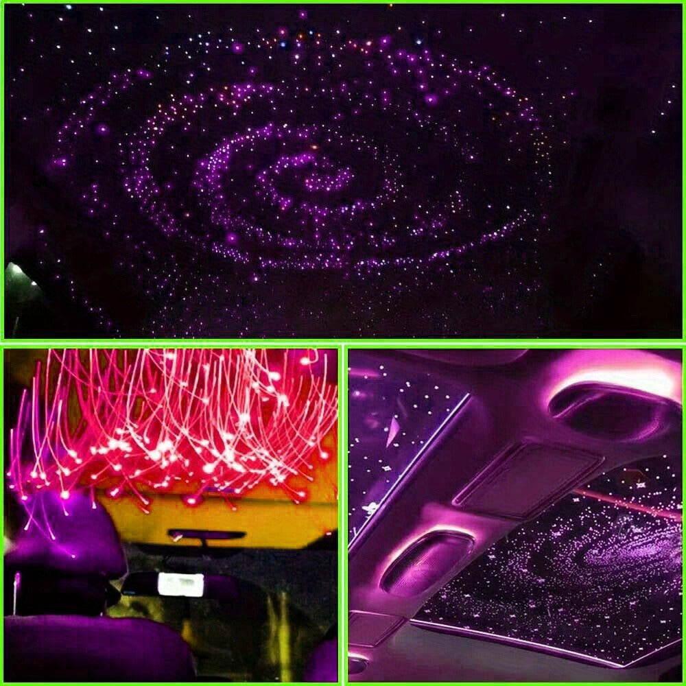 Fiber Optic Star Ceiling Light Kit 1000pcs, 0.5mm x 78.74" RGBW Car Roof Headliner Starlight Kit with App & 24-Key Remote Control