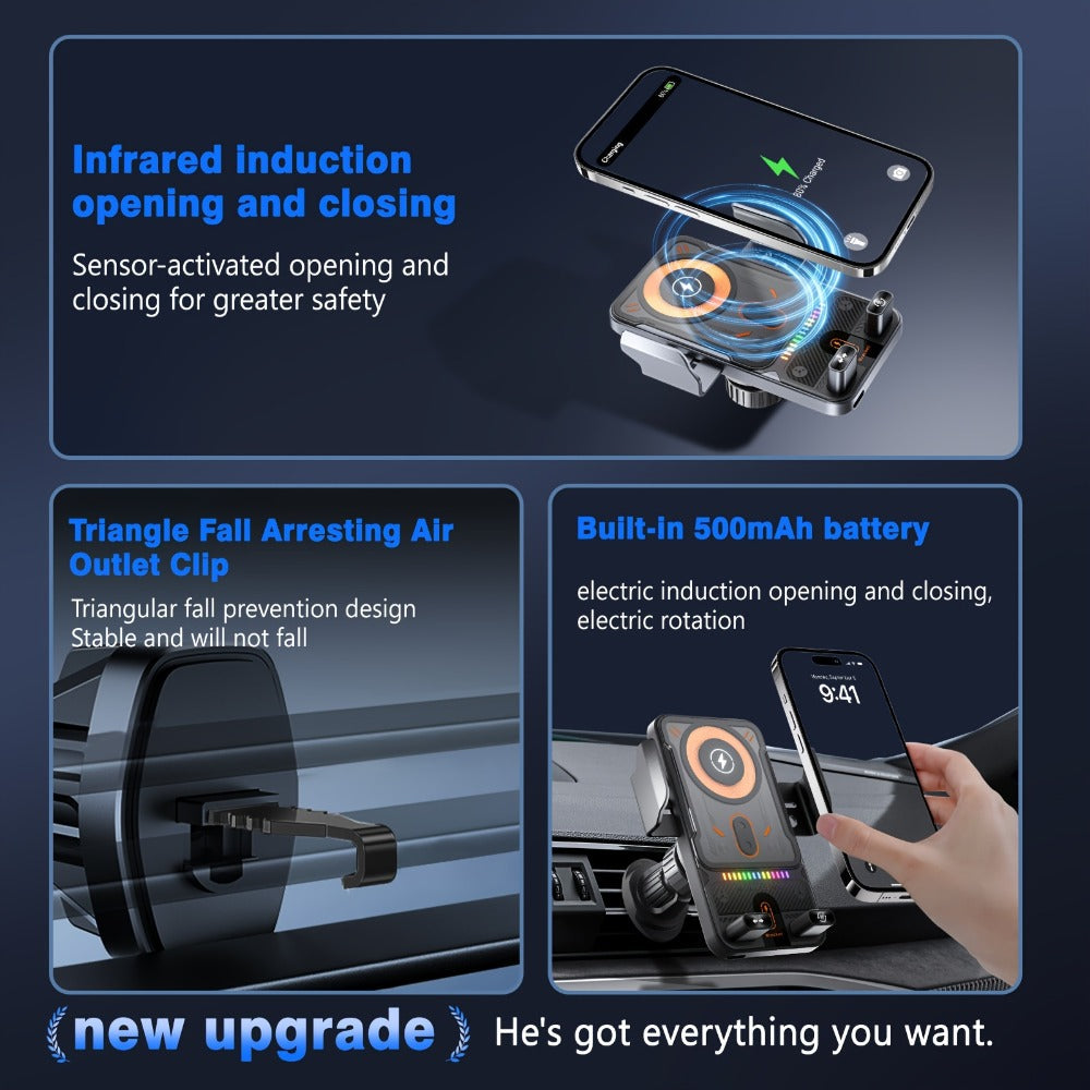 Car Wireless Charger 15W Auto-Align Smart Sensor FOD Detection Auto-Sensing Infrared Clamp 4mm for an Everyday Personal Care Routine