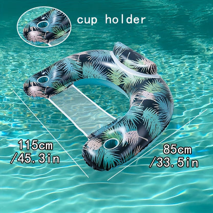 Inflatable Pool Float Chair with Cup Holder & Backrest for Adults – Striped Durable Water Lounge Float, 3-Color Set