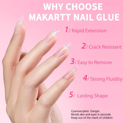 Acrylic Nail Glue Set 14 Pcs No Lamp Quick Dry Super Strong Bond – 12×2ml + 2×7ml Bulk Pack for Press On Nails, Fake Nails