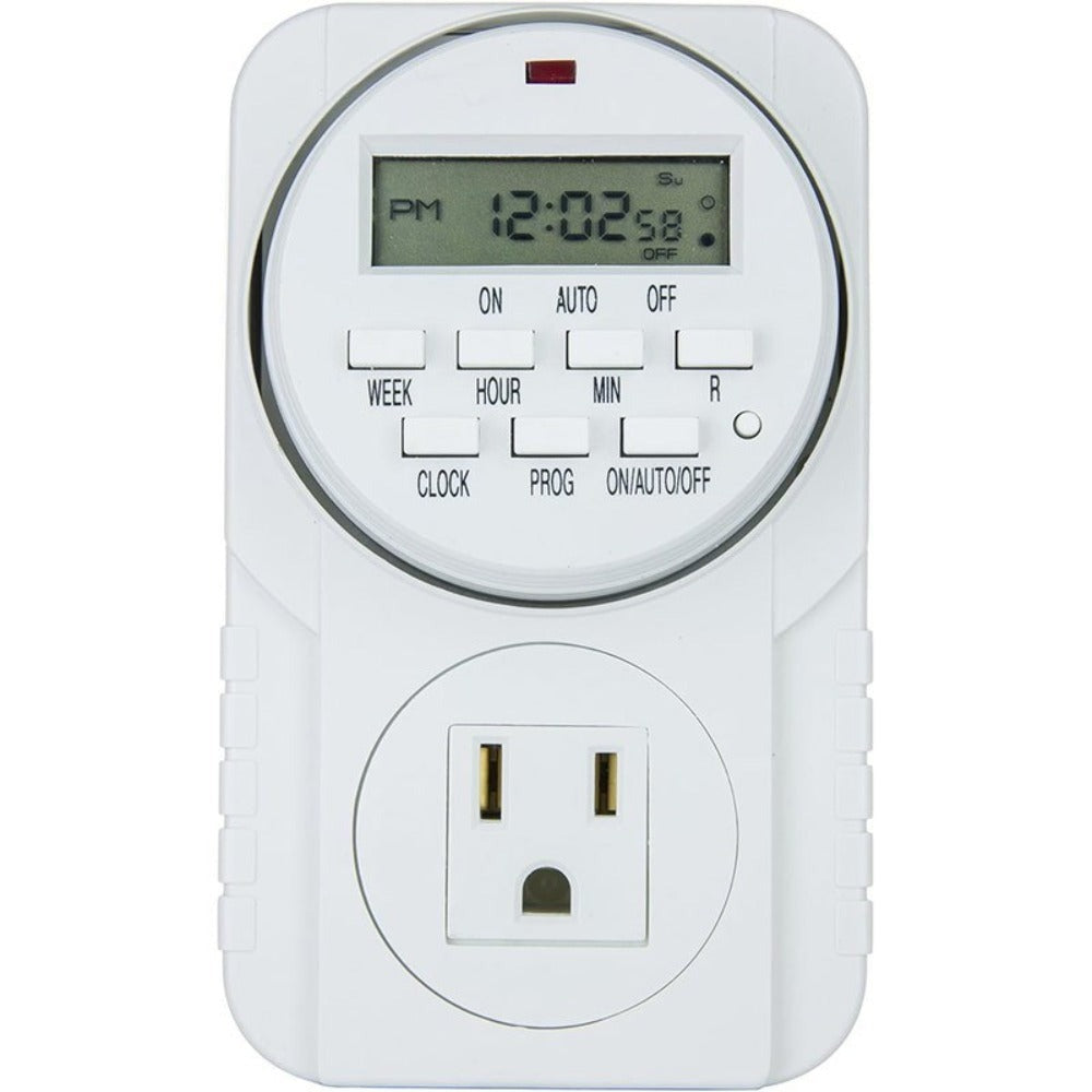 7-Day Digital Programmable Timer with Dual Outlet - Indoor Electric Timer for Hydroponics, Lamp, Light