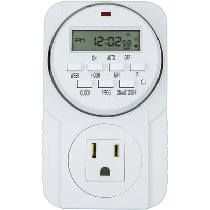 7-Day Digital Programmable Timer with Dual Outlet - Indoor Electric Timer for Hydroponics, Lamp, Light