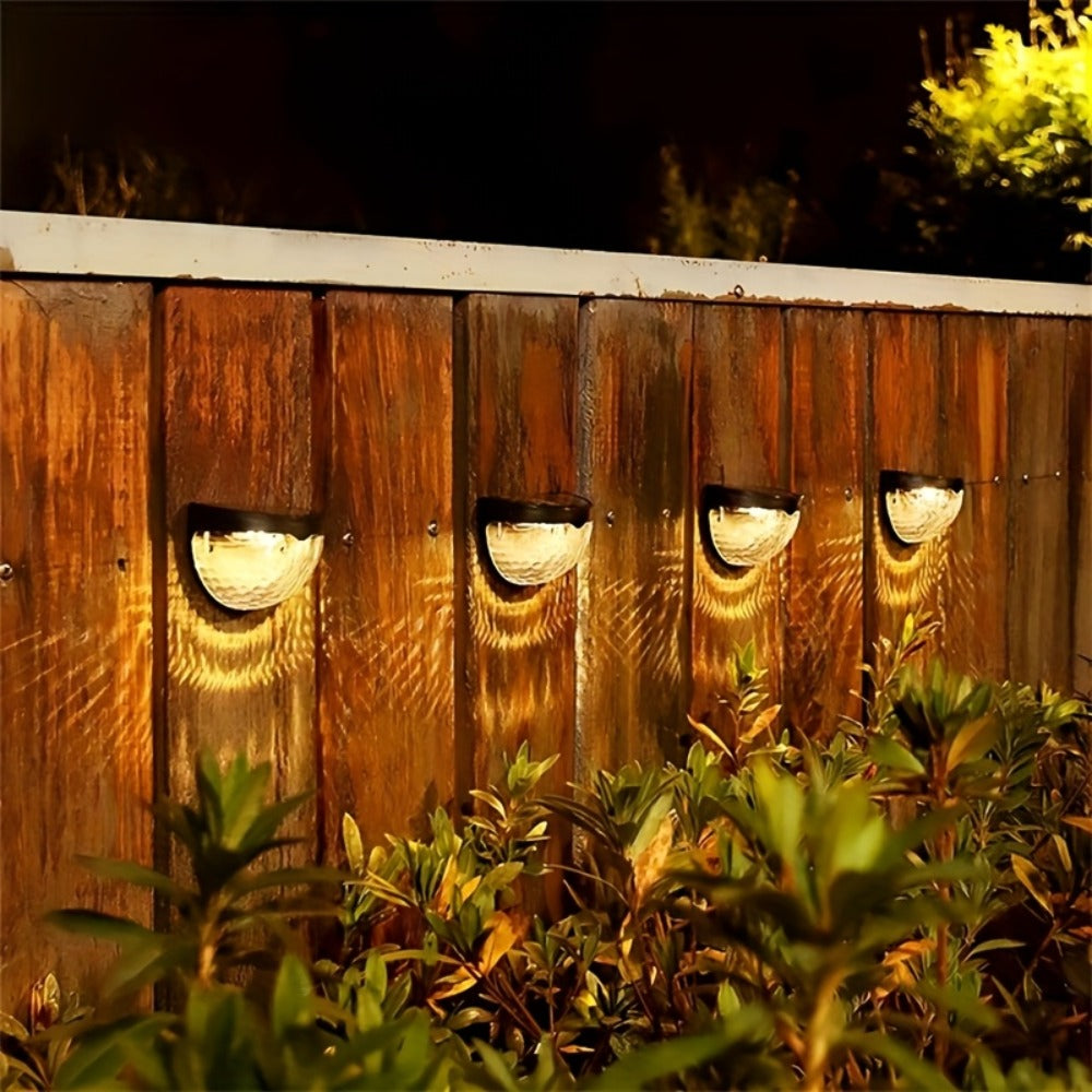 Six-Piece Solar Wall Light Set with Fan-Beam Pattern, 9 x 6.5 x 5cm Black Shells and Two Light Colors