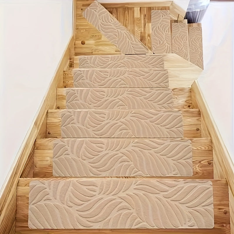Stair Treads 15pcs 8"x30" Self-Adhesive Carpet Pads for Wooden Steps, Polyester Indoor Stair Mats for Safety