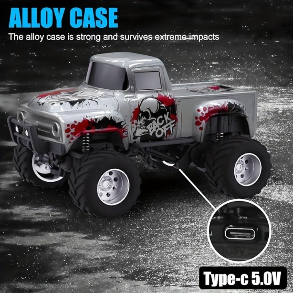 Remote Control Car, 1:64 Die-Cast Monster Truck with 2.4GHz Control, LED Headlights and Five Color Options