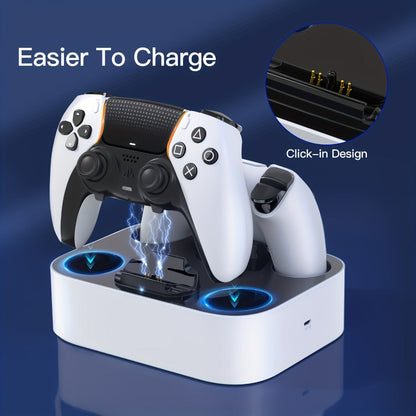 Safe Charging PS5 Controller Charging Station with Smart Chip, Dual Fast Charging Dock for DualSense & DualSense Edge