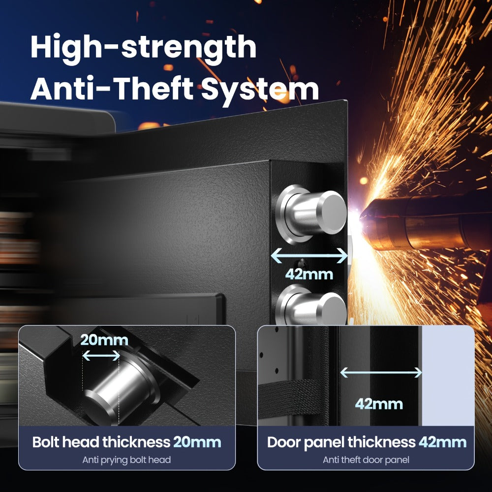 Fingerprint Safe Box with Password and Key Lock 0.3 0.8 1.13 1.71 Cu Ft Home Security Safe for Entryways, Bedrooms and Living Spaces