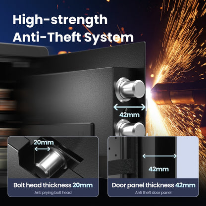 Fingerprint Safe Box with Password and Key Lock 0.3 0.8 1.13 1.71 Cu Ft Home Security Safe for Entryways, Bedrooms and Living Spaces
