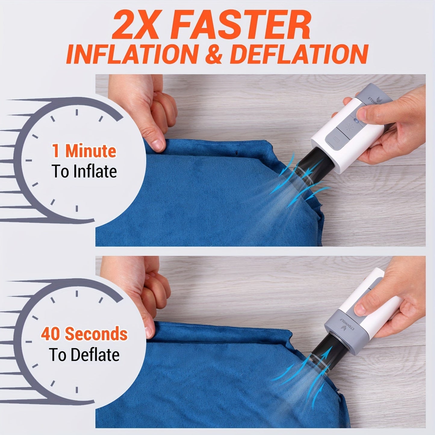 2600mAh Portable Electric Air Pump Super Fast Inflation for Air Cushion Vacuum Storage Bags Swimming Ring Sleeping Bag