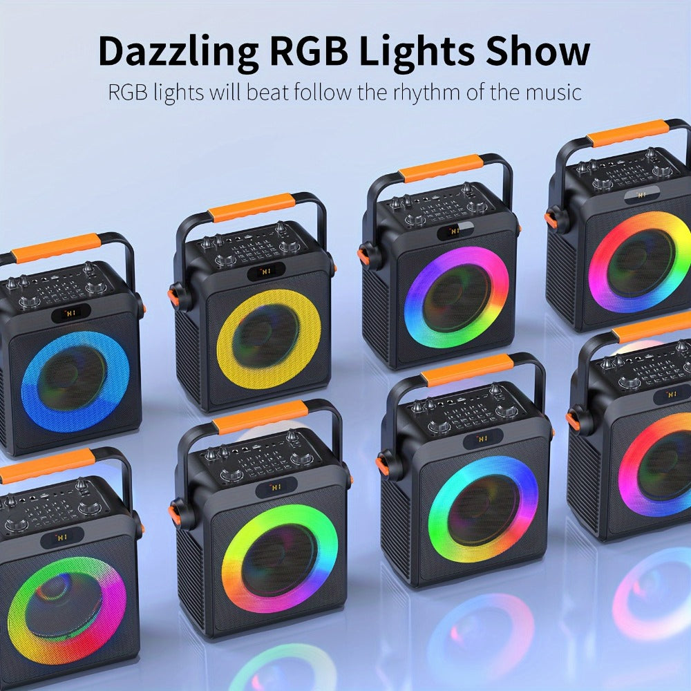 JYX T19-T Karaoke Machine for Adults with 2 Microphones & RGB Light Show – Wireless Bluetooth Speaker