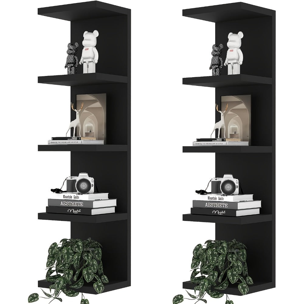 5-Tier Floating Wall Shelf Wall-Mounted Storage Rack 31.5" - Space Saving Display Shelves for Entryways, Bedrooms and Living Spaces