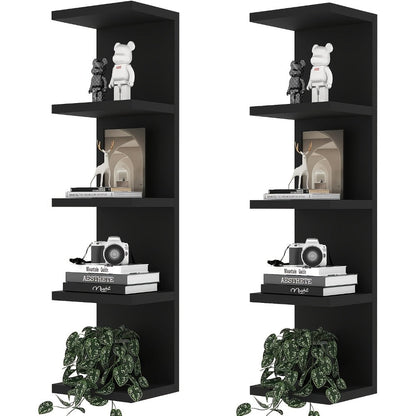 5-Tier Floating Wall Shelf Wall-Mounted Storage Rack 31.5" - Space Saving Display Shelves for Entryways, Bedrooms and Living Spaces
