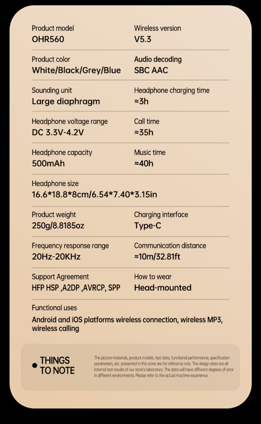 Acer OHR560 Over-Ear Headphones with Bluetooth 5.3, 40mm Drivers, ANC and ENC Labels, Foldable Earcups and AUX