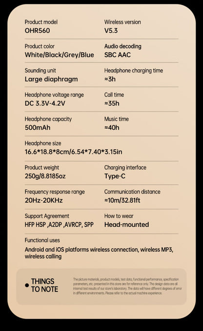 Acer OHR560 Over-Ear Headphones with Bluetooth 5.3, 40mm Drivers, ANC and ENC Labels, Foldable Earcups and AUX