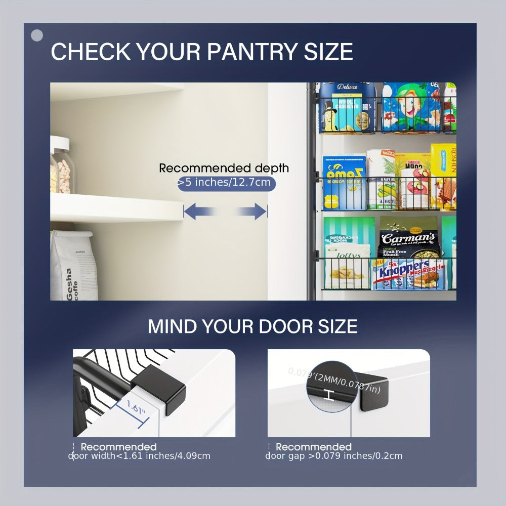 Over The Door Organizer – Multi-Layer Pantry Storage Rack for Kitchen Bathroom Laundry Room, Space Saving Door Hanging Shelf