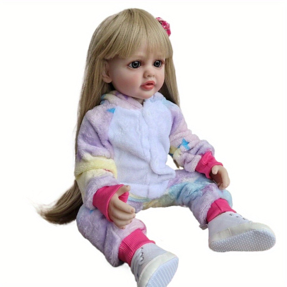 Reborn Baby Doll 22-Inch Soft Vinyl Toddler Design with Blonde Wig Hair, Acrylic Eyes and Unicorn Outfit