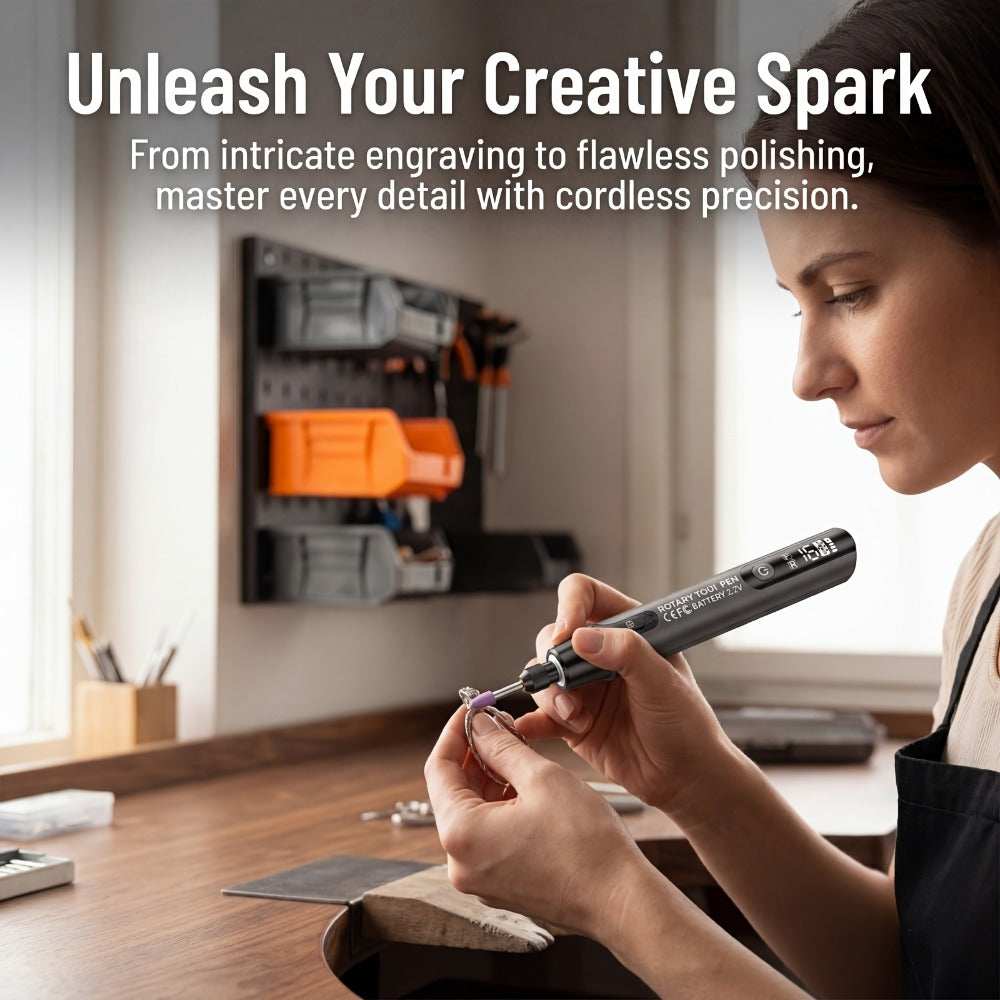 Rotary Tool Kit Cordless 40-in-1 6-Speed 16000RPM Electric Handheld Grinder with LCD Display for Entryways, Bedrooms and Living Spaces