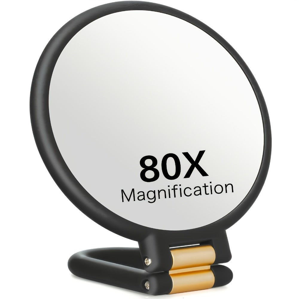Magnifying Mirror 80X for Makeup & Skincare, Handheld 1X-80X Magnification Mirror with 360° Adjustable Handle