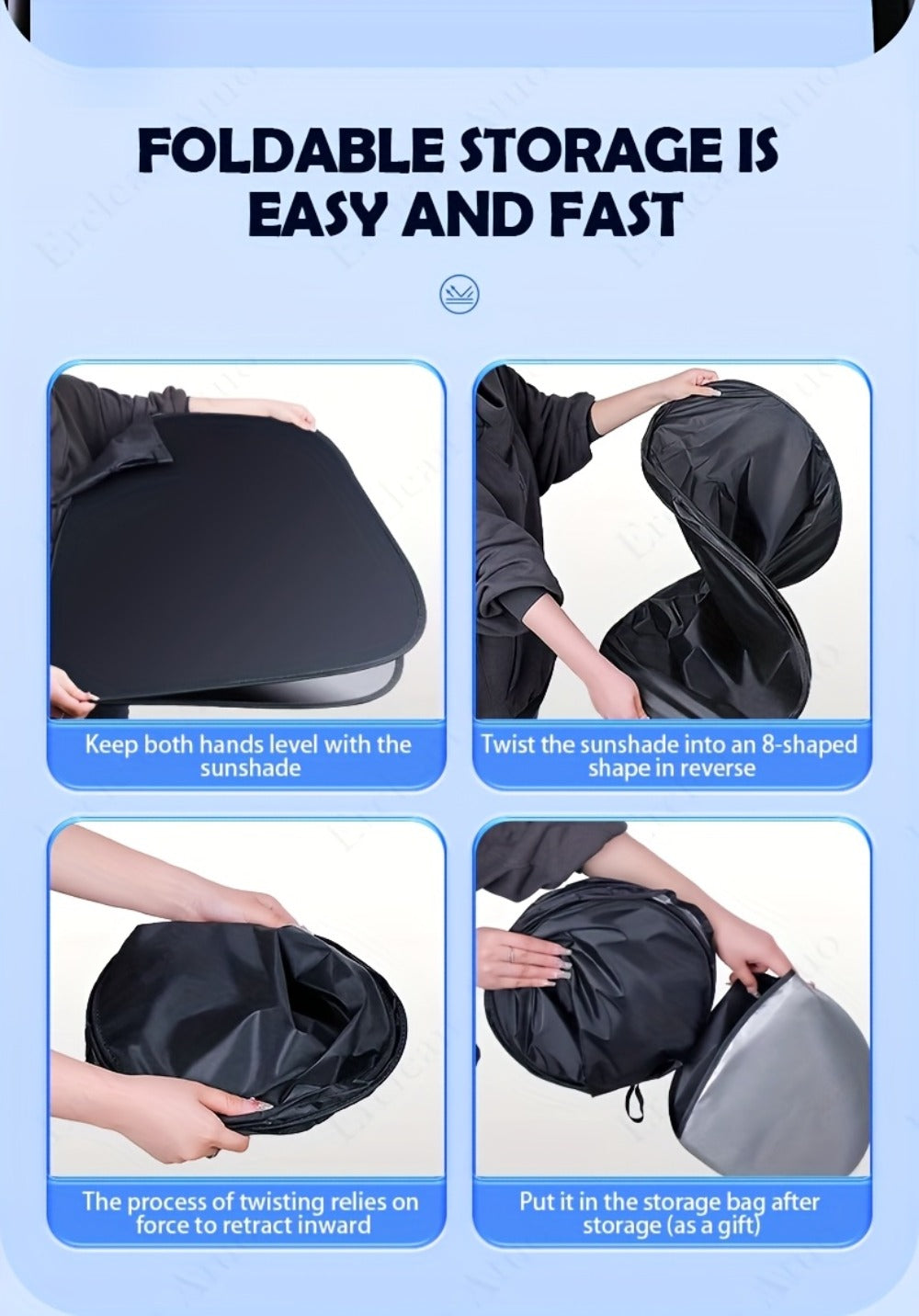 Windshield Sun Shade with Hook & Loop Closure – Foldable Front Window UV Ray Blocker, Dashboard Heat Protector