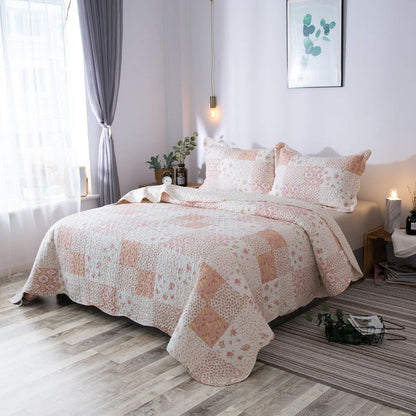 Floral Quilt Set Lightweight Bedspread Coverlet 2 or 3-Piece, All Season Hypoallergenic Breathable Paisley Patchwork Print Quilt for Bedroom