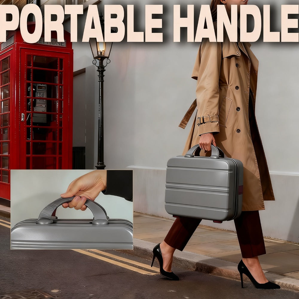 Hard Shell Makeup Travel Case Waterproof Pressure-Proof Portable Cosmetic Suitcase with Elastic Band Luggage Attachment Carry-On Organizer