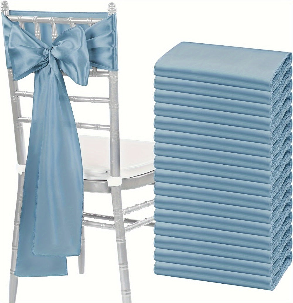 100pcs Satin Chair Sashes Bows for Wedding Banquet Party Event Decoration, 13 Colors, 18×275cm