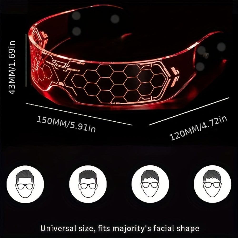 LED Visor Glasses Cyberpunk Futuristic Glow 7 Colors 5 Modes with the Listed Color, Size or Set Options for Everyday Use