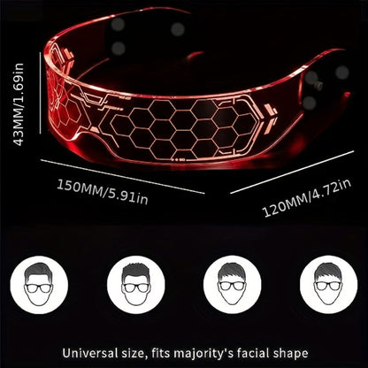 LED Visor Glasses Cyberpunk Futuristic Glow 7 Colors 5 Modes with the Listed Color, Size or Set Options for Everyday Use