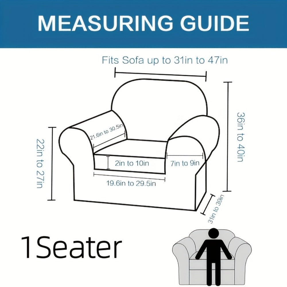 Sofa Cover Grid Jacquard Elastic Full-Cover Slipcover with Elastic Fit for 1 to 3 Seats and XL Sofas