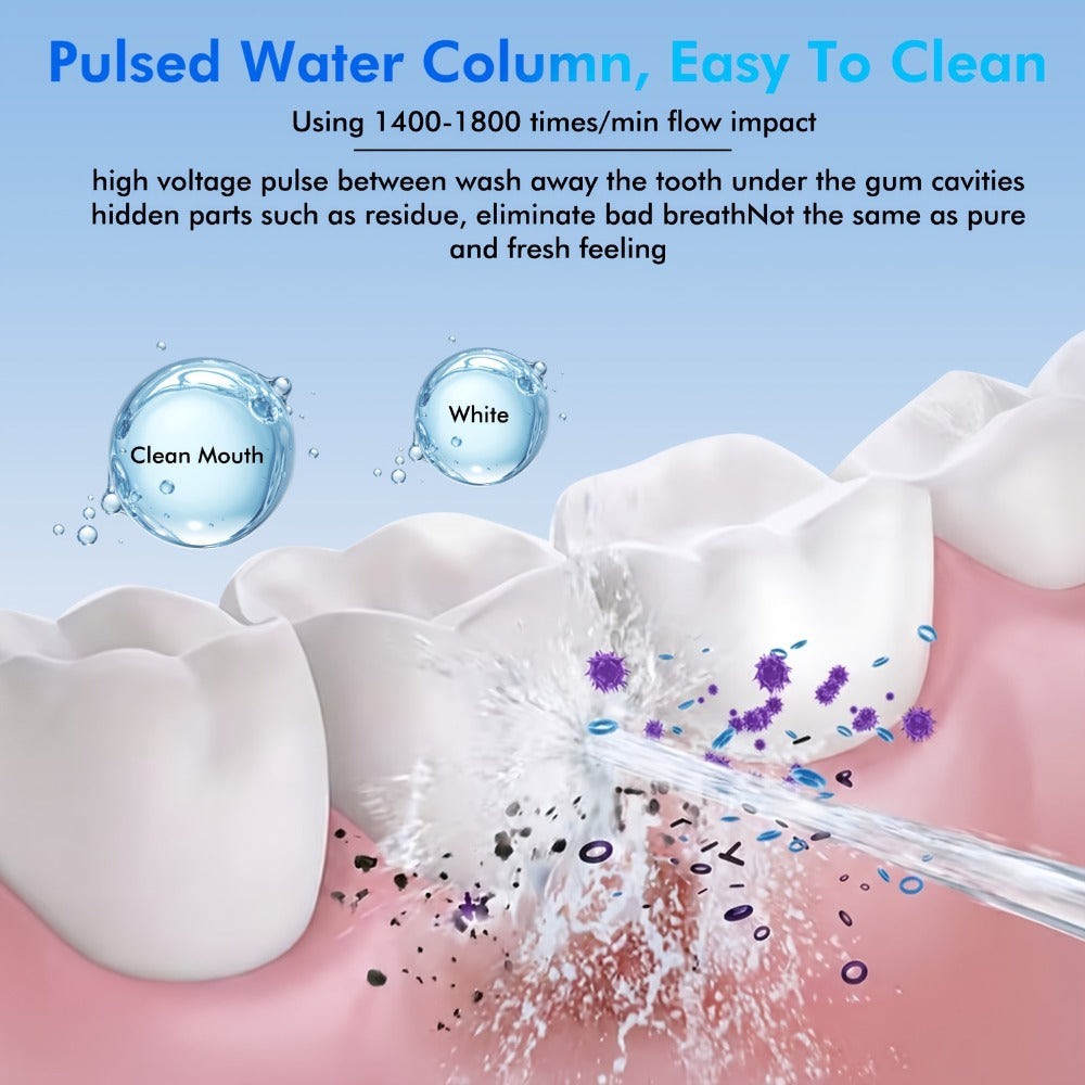 Adjustable Pressure Water Flosser with Interchangeable Nozzles – USB Rechargeable Smart Electric Oral Irrigator for Deep Teeth & Gum