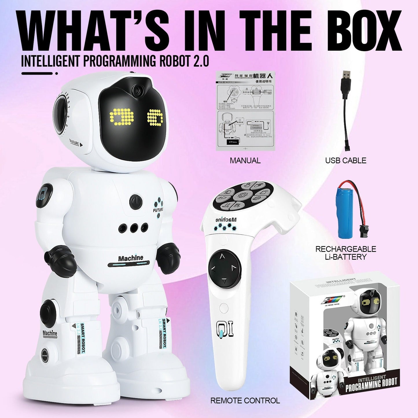 Gesture Control RC Robot Toy for Kids, Voice Recording, Programming, EMO LED Infrared Intelligent Interactive Robot