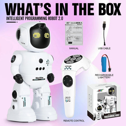 Gesture Control RC Robot Toy for Kids, Voice Recording, Programming, EMO LED Infrared Intelligent Interactive Robot