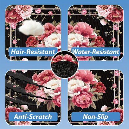 Car Cargo Mat Pink Peony Floral – Anti-Slip Washable Rear Trunk Pad, Wear-Resistant Pet Mat & Boot Liner for Car Interior