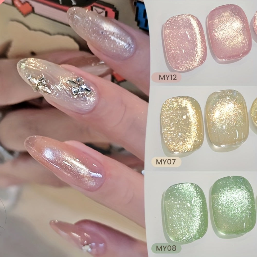 Gel Nail Polish BORN PRETTY 6-Piece Flowing Cat-Eye Set with Six 10ml Magnetic Bottles for Nail Art