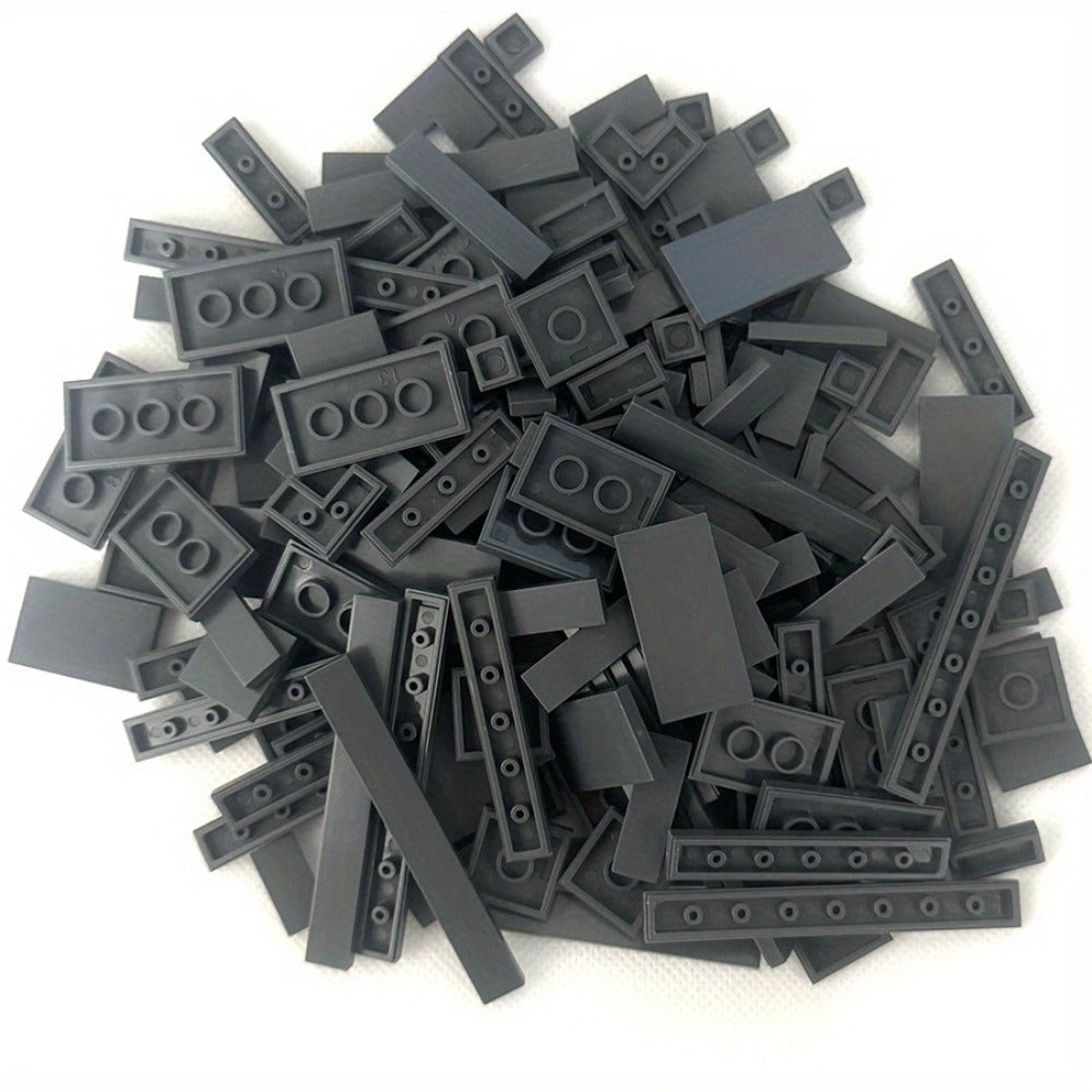 Bulk Flat Tile Building Blocks 150 Pcs – Smooth Thin Plate Bricks 1x1 1x2 1x6 LEGO Compatible MOC Accessories Kids Creative Building DIY