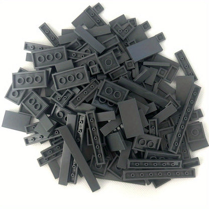 Bulk Flat Tile Building Blocks 150 Pcs – Smooth Thin Plate Bricks 1x1 1x2 1x6 LEGO Compatible MOC Accessories Kids Creative Building DIY