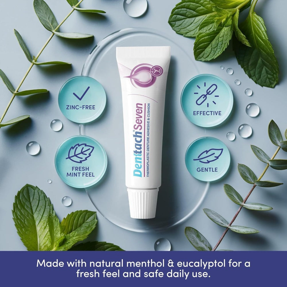 Thermoplastic Denture Cushion Adhesive & Soft Reliner, 7-Day Secure Hold, Zinc-Free No-Glue Formula, Upper &