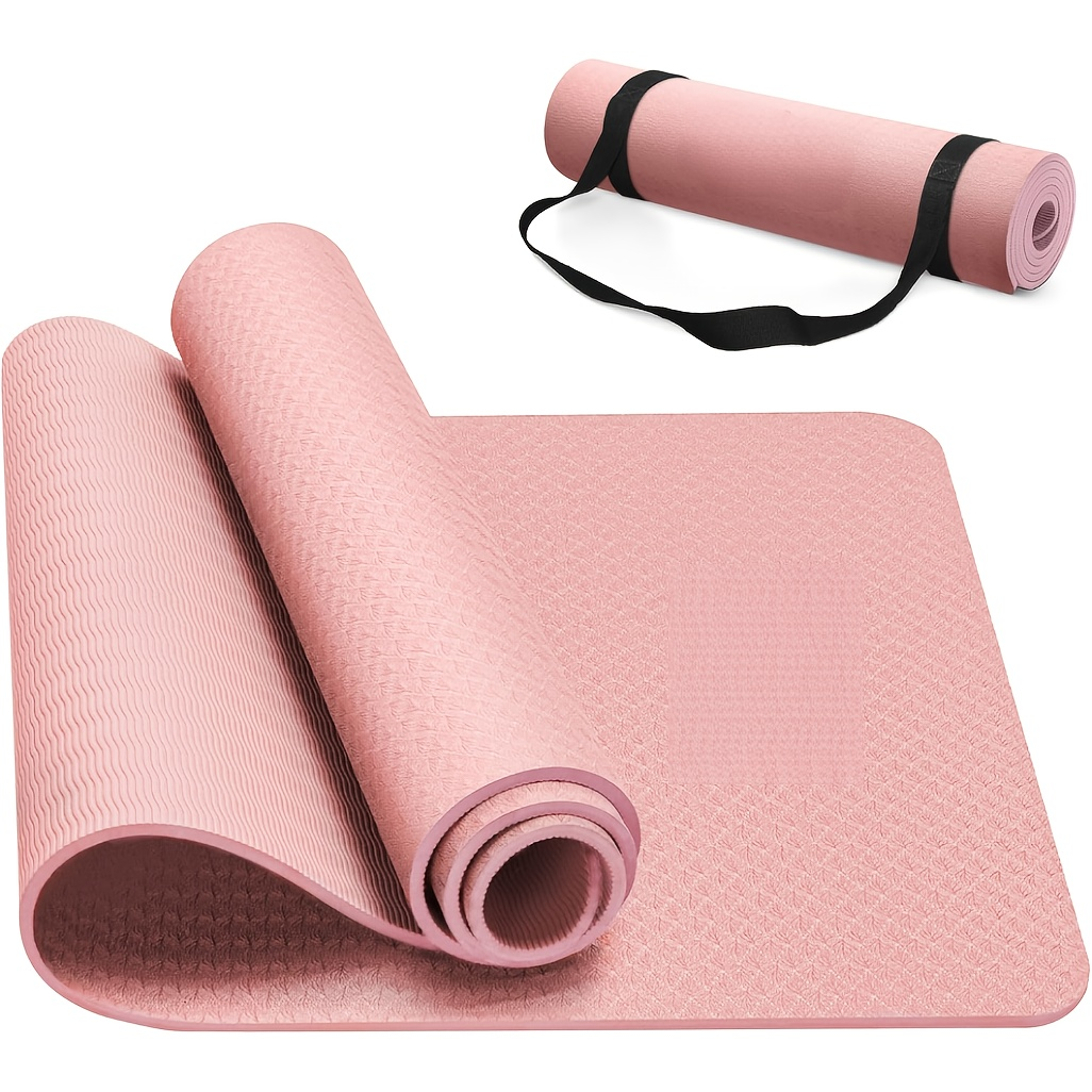 TPE Yoga Mat Non-Slip 72 x 24 Inch – Eco-Friendly Exercise Mat with Carrying Strap for Women & Men, Extra Thick Cushioning for Yoga