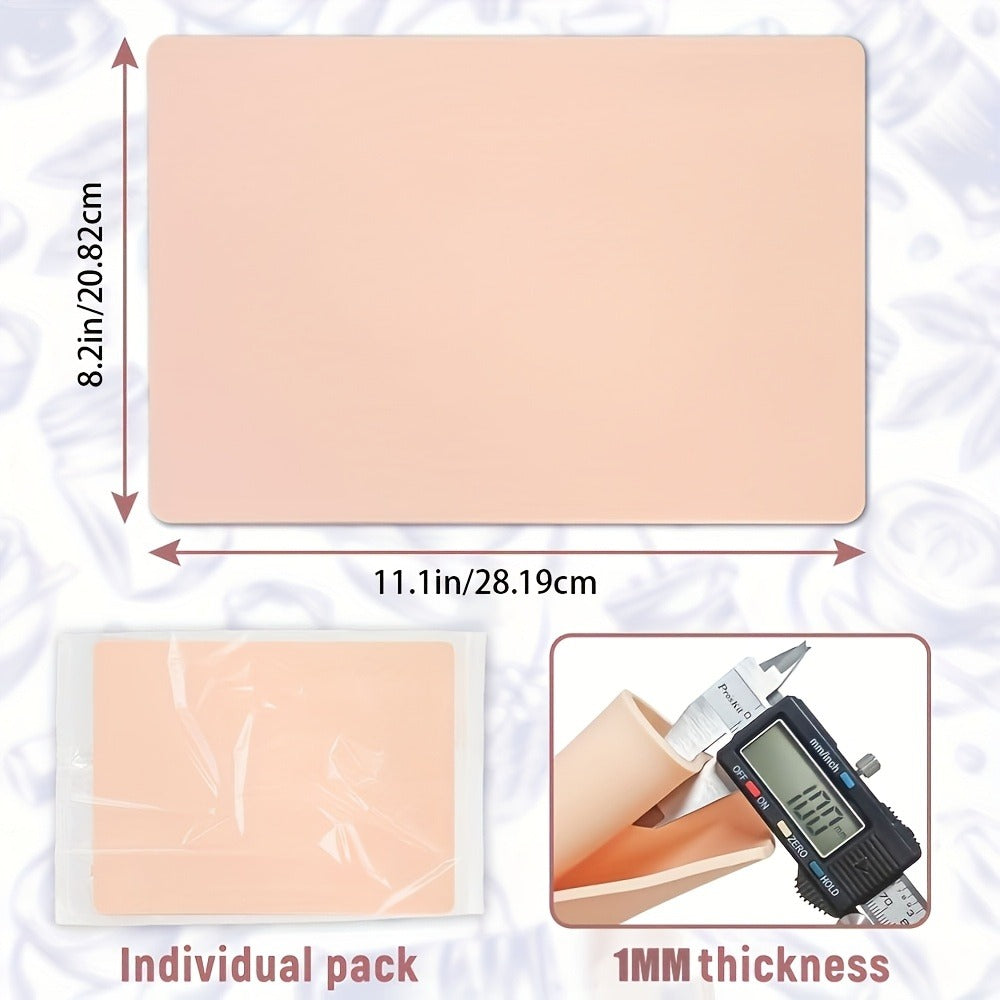 Tattoo Practice Skin Kit, Double-Sided Silicone Training Skin with Transfer Papers for Microneedling