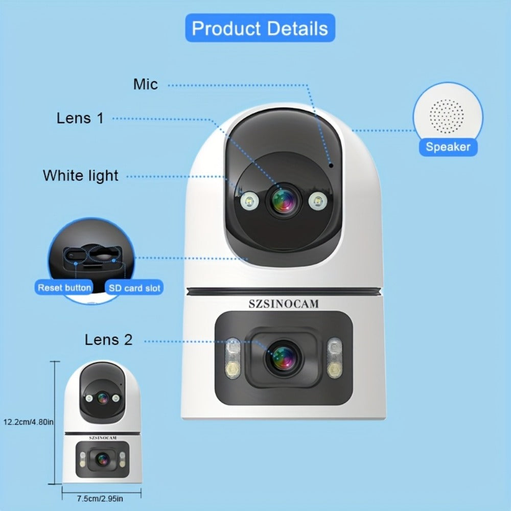 Security Camera 4K Dual-Lens Model with 2160P Video, Dual-Band WiFi, Color Night Vision and Tamper Detection