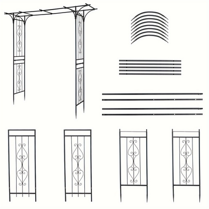 Flat Top Iron Garden Arch 16mm Tube Climbing Rose Trellis for Garden, Patio and Yard Use, with the Listed Configuration
