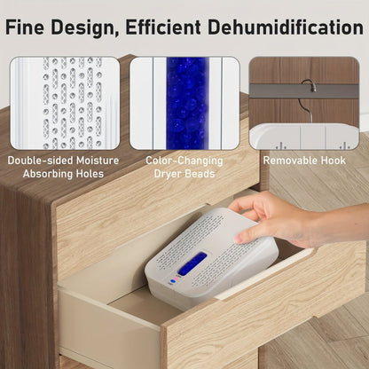 Mini Rechargeable Dehumidifier, Portable Silica Gel Moisture Absorber for Closet, Bathroom, Car, Wardrobe & Bookcase