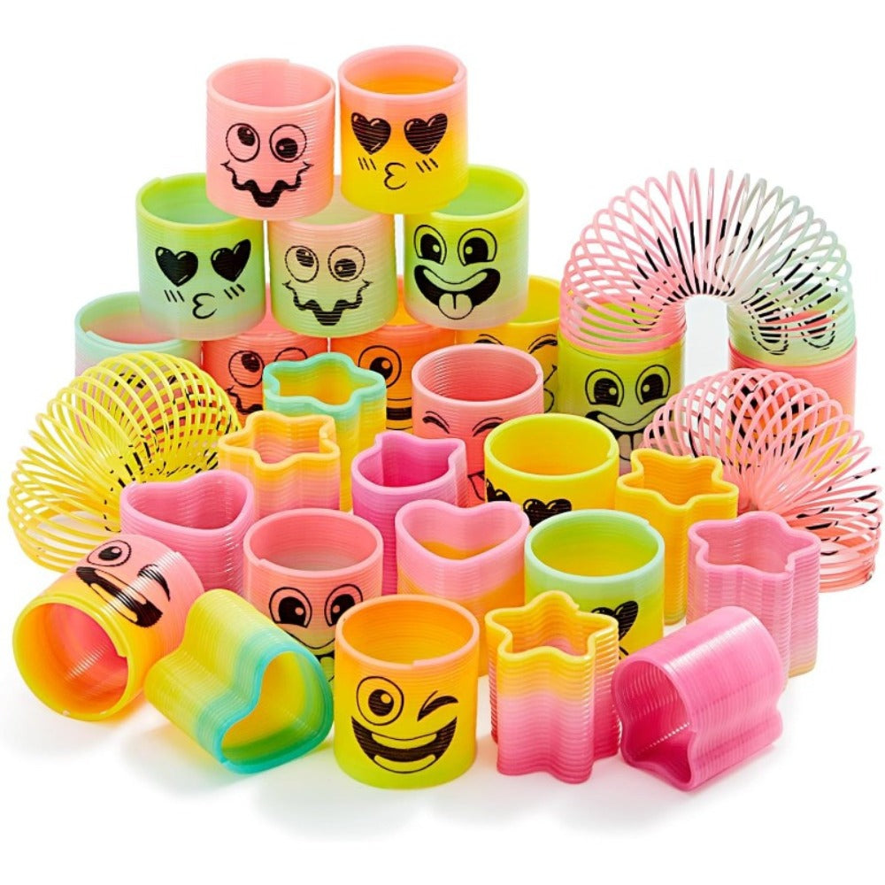 Rainbow Mini Spring Coil Party Favors 60pcs Bulk, Fidget Stress Toys for Kids, Goodie Bag Stuffers