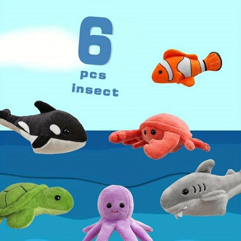 Sea Animal Finger Puppets Set 6pcs for Kids, Realistic Ocean Creature Hand Puppets for Storytelling